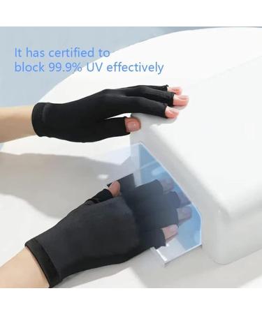 Fingerless UV Protection Manicure Gloves 2 Pairs UV Gloves Excellent Elasticity Art UV Blocking Gloves for Nail Gel Dryer Professional Fingerless Gloves for Protecting Hands from UV Nail Lamp Black - Buy Online on GoSupps.com