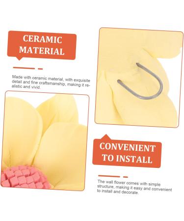 Artibetter Metal Wall Decor Bathroom Decor Wall Art Ceramic Flower Wall Decoration Home Accents Decor Tv Hand Decor Metal Wall Bathroom Wall Decor 7.5x7.5cm Yellow - Buy Online on GoSupps.com