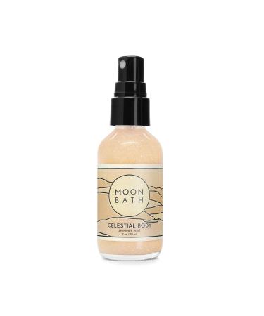 Moon Bath Celestial Body | Shimmering Hair & Body Mist w/Vetiver and Neroli Essential Waters Sparkly Gold Mica. Organic Beauty. No Synthetic Fragrance 2 oz.