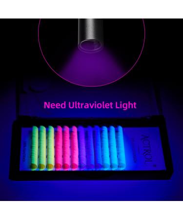 Colorful Neon UV Eyelash Extensions 15mm 0.07C Easy Fan - Blue, Yellow, Purple, Pink - Buy Online on GoSupps.com