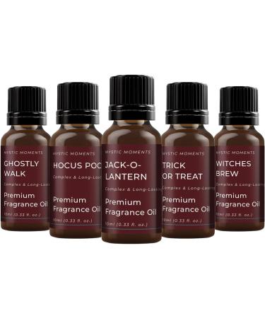 Mystic Moments Halloween Fragrance Oil Gift Starter Pack | 5x10ml Ghostly Walk Hocus Pocus Jack-O-Lantern Trick or Treat Witches Brew | Ideal Gift for Spooky Season - Buy Online on GoSupps.com