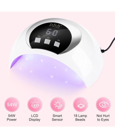 54W UV LED Nail Lamp for Gel Nail Curing | 3 Timers, LCD Display, Smart Sensor | USB Plug | Fingernail & Toenail Dryer (White) - Buy Online on GoSupps.com