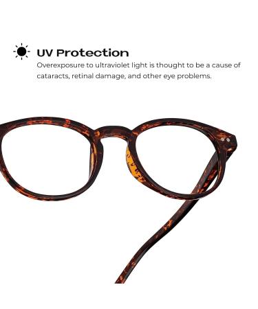 Readerest Round Blue Light Blocking Reading Glasses - Tortoise 3.75x Magnification Anti-Glare & UV Protection - Stylish for Men & Women - Buy Online on GoSupps.com