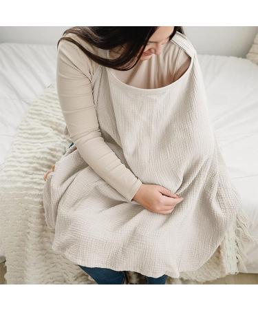 Soft & Breathable Breastfeeding Cover - Gklwej On-the-Go Musselin for Mothers | Cotton Car Seat Cover & Multi-Purpose Puck Cloth in Khaki - Buy Online on GoSupps.com