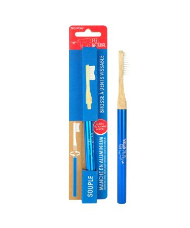 Toothbrush screwable aluminum blue soft Feel Natural