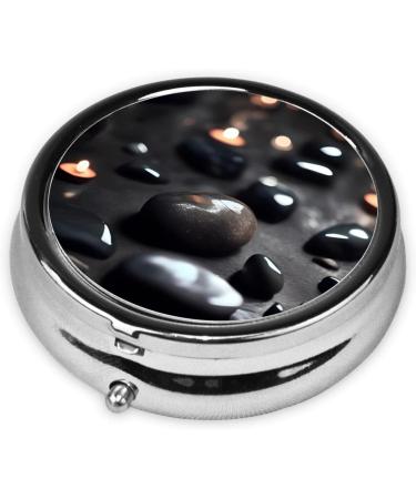Buy Black Mystery Heart Stoneround Pill Box - 3 Compartment Organizer & Portable Travel Solution for Medication - Buy Online on GoSupps.com