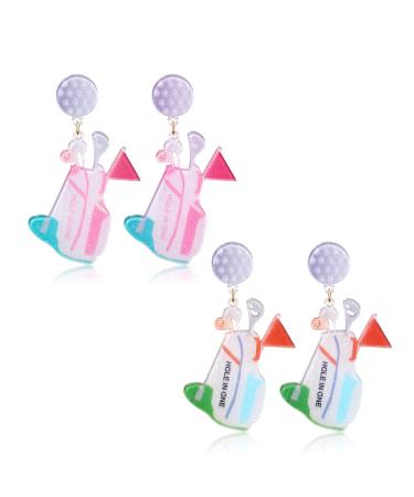World Cup Soccer earrings Handmade Braid Sports Ball Dangle Earrings Colorful Soccer Football Baseball Earrings for Women Girls 2Pairs Golf bag