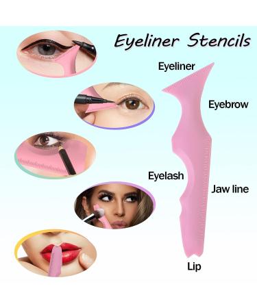 SHANPIN Eyeliner Stencils: Reusable Silicone Makeup Assistant Tool - 5 in 1 Pink Eyelash Shield, Eyebrow Shaping, Jaw Line, Lip Line - Perfect for Beginners - Buy Online on GoSupps.com