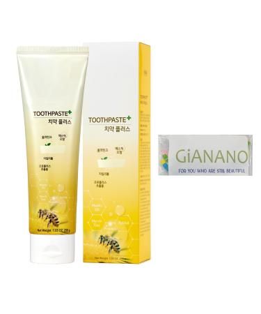 Non-irritating Texture Fluoride-Free Refreshing Mint Toothpaste for a.t.o.m.y GreenPropolis Toothpaste 200g(7.05 OZ.) / Bundle Floss Included