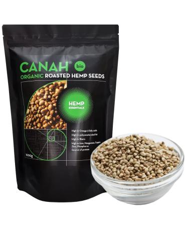 Canah Organic Whole Hemp Seeds - Roasted 1 kg Vegetarian High in Protein Fiber Omega 3 & Omega 6 Amino Acids Vitamins and Minerals Certified Kosher