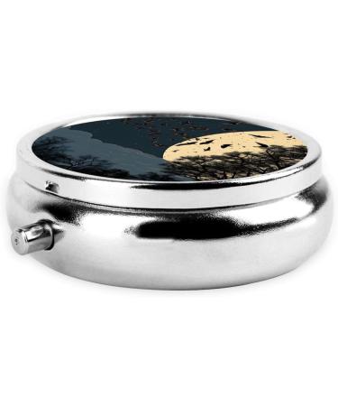 Buy Night Crow Printed Mini Round Pill Box - 3 Compartment Medicine Organizer for Travel Pocket & Home Use - Portable Pill Case - Buy Online on GoSupps.com