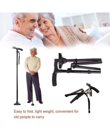 Crutches LED Light Safety Walking Stick for Old Man Folding Supports Legs After Injury Or Surgery Black Interesting - Buy Online on GoSupps.com