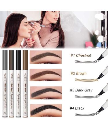Waterproof Eyebrow Pencil - Professional Microblading Gel with 4 Fork Tips | Long-Lasting Dark Gray (3#) for Perfect Brows | International Shipping Available - Buy Online on GoSupps.com