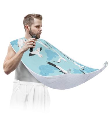 Beard Bib Apron Beard Bib Hair Catcher for Men Shaving and Trimming Non-Stick Waterproof Beard Cape Grooming Cloth Seagull