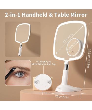 CHICLEW 2-in-1 Makeup Mirror with Lights | 1X/10X Magnification, 60 LED Lights | Rechargeable Handheld/Table Mirror for Makeup | 3 Lighting Modes, Dimmable - Buy Online on GoSupps.com