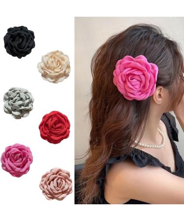 Limtula Fabric Rose Hair Clip Sweet Ballet Bowknot Hairpin Hair Styling Decors for Thin Hair Korean Style Headpiece Red flower clip - Buy Online on GoSupps.com