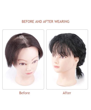 Synthetic Curly Wavy Clip-in Hairpiece with Bangs - 14 Dark Brown | International Shipping Available - Buy Online on GoSupps.com