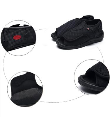 KXSM Men's Adjustable Diabetic Slipper Shoes | Extra Wide & Comfy Orthopedic Footwear for Diabetic & Surgery Recovery | Open Toe Breathable Design | 41 Black - Buy Online on GoSupps.com