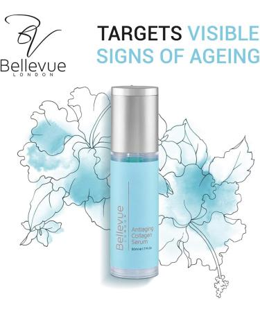 Bellevue London Anti Aging Marine Collagen | Face Skin Care serum | Moisturiser for women & men with Collagen Hyaluronic Acid Grapeseed extract | Anti Wrinkle serum | helps reduce fine lines 30ml  - Buy Online on GoSupps.com