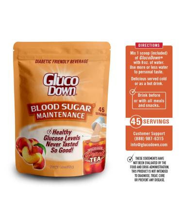 GLUCODOWN Peach Tea Mix - 45 Servings | Diabetic Friendly Blood Sugar Support - Buy Online on GoSupps.com