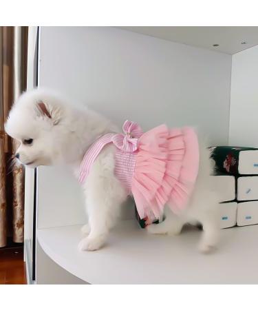 Shop Cute Tutu Dog Dress for Girls & Boys | Striped Bowknot Dress for Small Dogs & Cats - Pink M - Perfect for Pomeranians & Chihuahuas - Buy Online on GoSupps.com