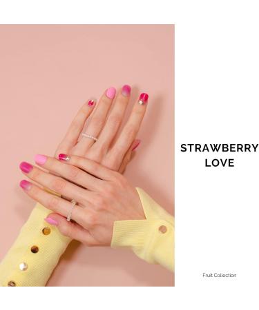 NAILOG Semi Cured Gel Nail Strips 34 pcs Salon-Quality Gel Nail Stickers Long Lasting Nail Wraps for Women with Soft Gel Finish Strawberry Love - Buy Online on GoSupps.com