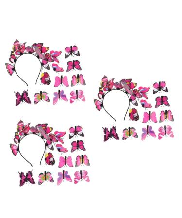 Healeved 3 Sets Butterfly Headband Fascinator Hair Clip Boho Hair Accessories Hairband Hair Ties Barrettes for Fascinator Hair Accessories Child Aldult Metal