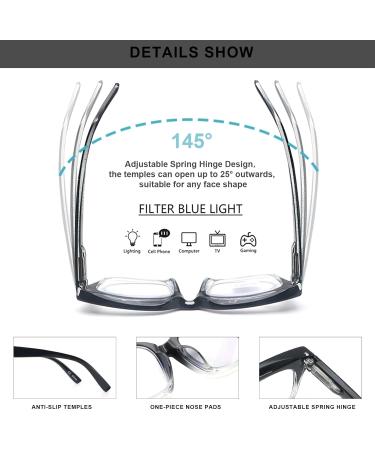 3 Pack Oprah Style Blue Light Blocking Square Reading Glasses for Men & Women | +1.5 Strength | Top Selling Computer Readers - Buy Online on GoSupps.com