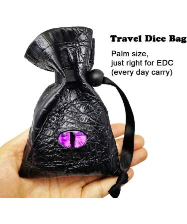 Haxtec Dragon Dice Bag - Small Drawstring Leather DND Pouch for Dungeons & Dragons - Purple Eye Design - Patent D893867 - Buy Online on GoSupps.com