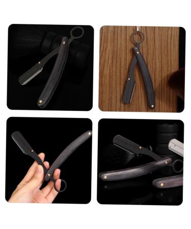 Stainless Steel Folding Razor Holder for Hairdressing & Shaving | Manual Beard & Eyebrow Cutter with Wooden Handle - Ideal for Men - Buy Online on GoSupps.com