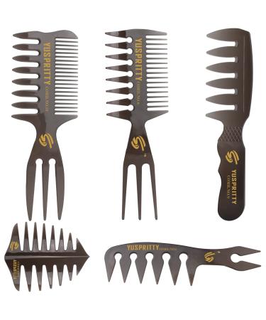 Noverlife 5PCS Men's Pompadour Hairstyling Combs - Professional Wide Teeth Texture Comb Set for Slicked Back Hairstyle - Buy Online on GoSupps.com