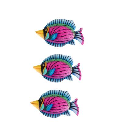 Zerodeko 3pcs Garden Wrought Iron Fish Wall Hanging Metal Pool Wall Decor Ocean Animals Outdoor Wall Sculpture Iron Wall Home Decor Fish Hanging Wall Tropical Fish Purple Sea fish 29.5X17.5X0.3CMx3pcs Purplex3pcs