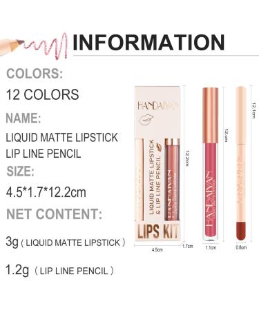 Easilydays Lip Liner and Liquid Matte Lipstick Set - 12 Colors, Longwear Lip Pencil for Velvety Red Lips, Waterproof & Long Lasting Nude Lipgloss & Lip Liner Kit - Buy Online on GoSupps.com