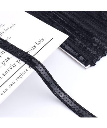 ZNZAKKA Black Sequin Ribbon Trim - 10 Yards Metallic Braid Glitter Ribbon for Sewing - Buy Online on GoSupps.com