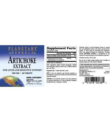 Planetary Herbals Artichoke Extract Tablets 500 mg 60 Count - Buy Online on GoSupps.com