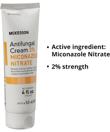 Mckesson Antifungal Cream 2% Miconazole Nitrate 4oz - 12 Count | Jock Itch, Ringworm & Athlete's Foot Relief - Buy Online on GoSupps.com