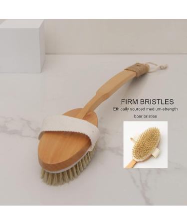 Shower Bath Brush with Detachable Long Handle - Boar Bristle Back Scrubber for Lymphatic Drainage and Cellulite - Exfoliating Body Brush for Shower - 1 Pack - Buy Online on GoSupps.com