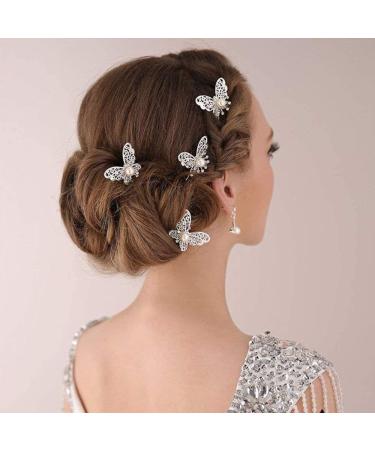XLKJ 20-Piece Wedding Hair Needles Set - Pearl Butterfly Bride Hair Jewelry & Rhinestone U-Shaped Hair Accessories for Stunning Bridal Hairstyles - Buy Online on GoSupps.com