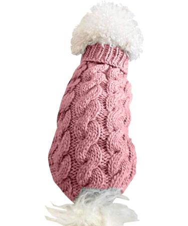 Cozy Dog Roll Collar Sweater - Pink Winter Coat for Small Medium & Large Dogs | Thick Knitting for Pets & Cats - Size M - Buy Online on GoSupps.com