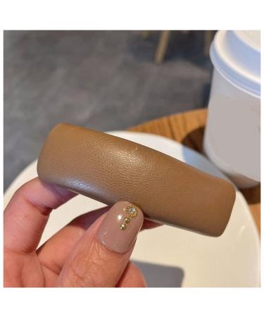 Hair Clips PU Leather Hair Clip Sponge Padded Barrette Solid Thick Hairpin Women Hair Snap Korean Style Headwear Blue Hair Clips (Size : Khaki 1)