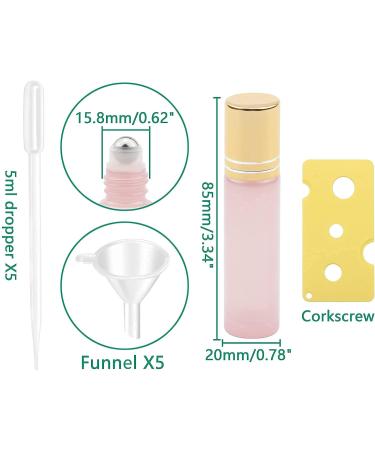 Rowiz 10pcs Essential Oils Roll on Bottles 10ml Refillable Empty Glass Rollerball Bottles with Golden Cap Perfect for Homemade Perfume Fragrance Aromatherapy Oils Pearly Pink - Buy Online on GoSupps.com