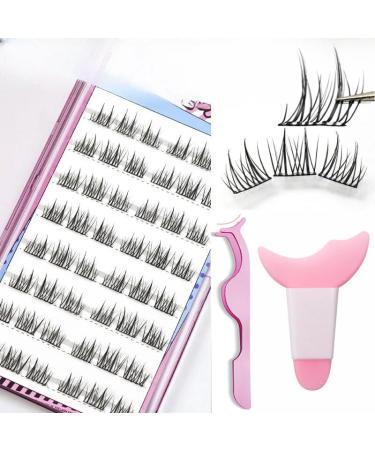 Self Adhesive Lash Clusters Press-On No Glue Needed DIY Lash Extension Reusable Cluster Lashes Fuss Free No Sticky Residue Self Application at Home Apply eyelashes in one second8-13mm 48 Pcs