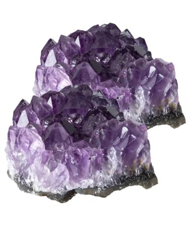 FOMIYES 2pcs Natural Crystal Cluster Decor Natural Gemstone Specimen Desktop Crystal Ornament Crystal Stone Purple Medium
