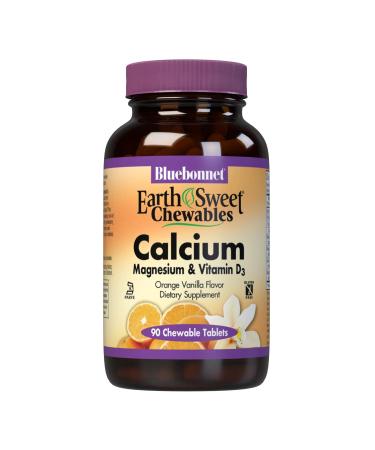 Bluebonnet Nutrition EarthSweet Chewables Calcium Magnesium & Vitamin D3 Orange Vanilla 90 Chewable Tablets