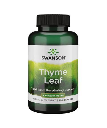 Swanson Thyme Leaf - Herbal Supplement Supporting Respiratory System Health - Natural Formula Aiding Digestive System Health - (120 Capsules 500mg Each)