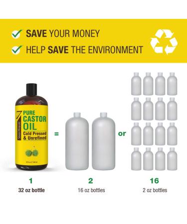 Organic 100% Pure Castor Oil | 32 fl oz Bottle | Cold Pressed & Hexane Free | Hair Growth, Thick Eyelashes & Eyebrows, Skin Healing | Joint & Muscle Pain Relief | Hair Care | (1 Pack) - Buy Online on GoSupps.com