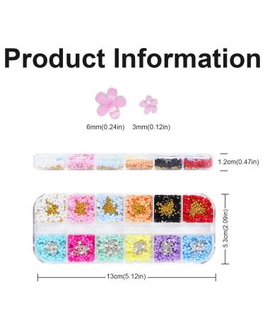 XPEX 12 Grid 3D Flower Nail Charm Set - Acrylic Flower Nail Art Strass 12 Vibrant Colors for DIY Nail Decoration - Buy Online on GoSupps.com