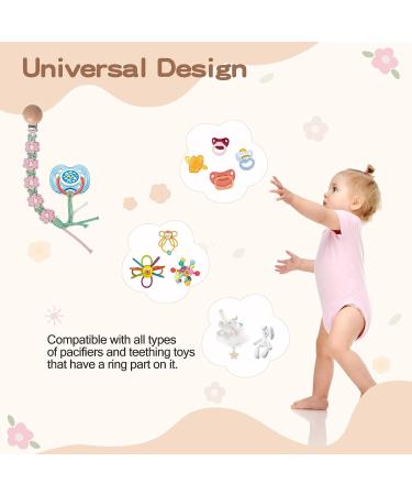 Symbolife Floral Daisy Macrame Pacifier Clip | Handmade Braided Cotton Paci Holder Leash | Unisex Baby Shower Gift - Buy Online on GoSupps.com