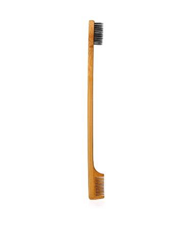 GranNaturals Edges Brush and Comb for Edge Control Nylon Bristles Sturdy Bamboo Handle - Styling & Gentle Care Tools - Edge Fixer for Baby Hairs - Compact Curling Accessories for Thick Curly Hair