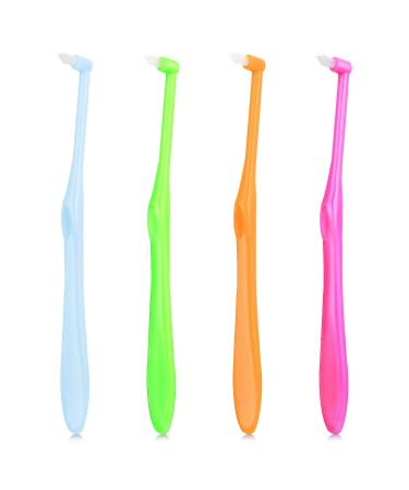 Ouligay 4 Pieces Tuft Toothbrush Tufted Brush End Tuft Tapered Trim Toothbrush Soft Wisdom Gap Toothbrush for Orthodontic Braces Single Compact Interdental Interspace Brush for Detail Cleaning